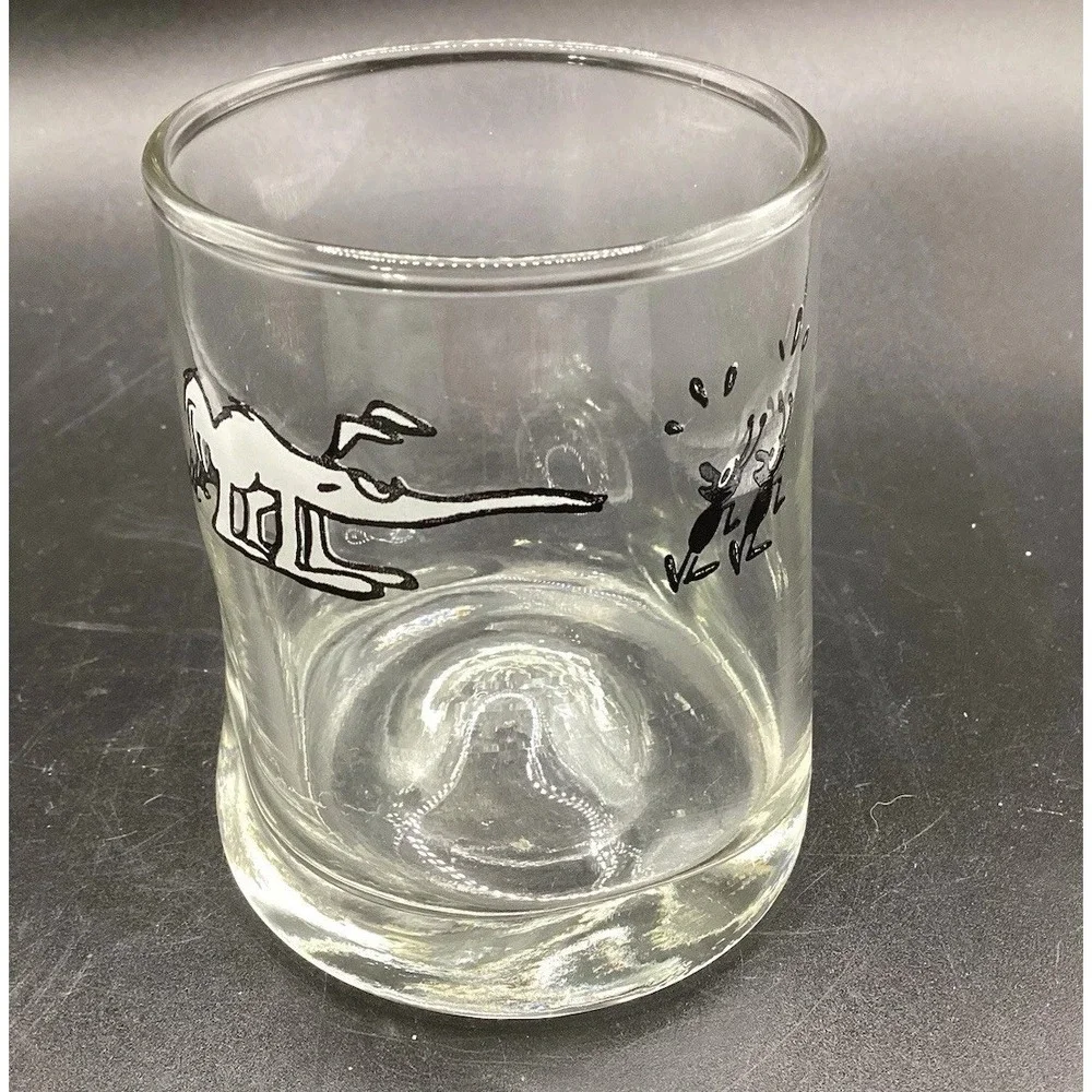 VTG BC Comics Ice Age Aardvark Anteater & Ants Glass-J Hart- 6 Oz Lowball Whisky